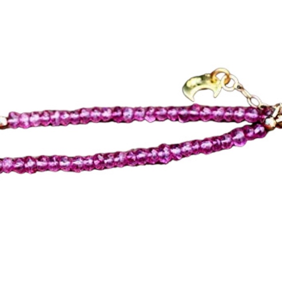 Natural Pink Topaz Bracelet in 14K Gold Yellow Gold, Adjustable Length - Picture 6 of 7